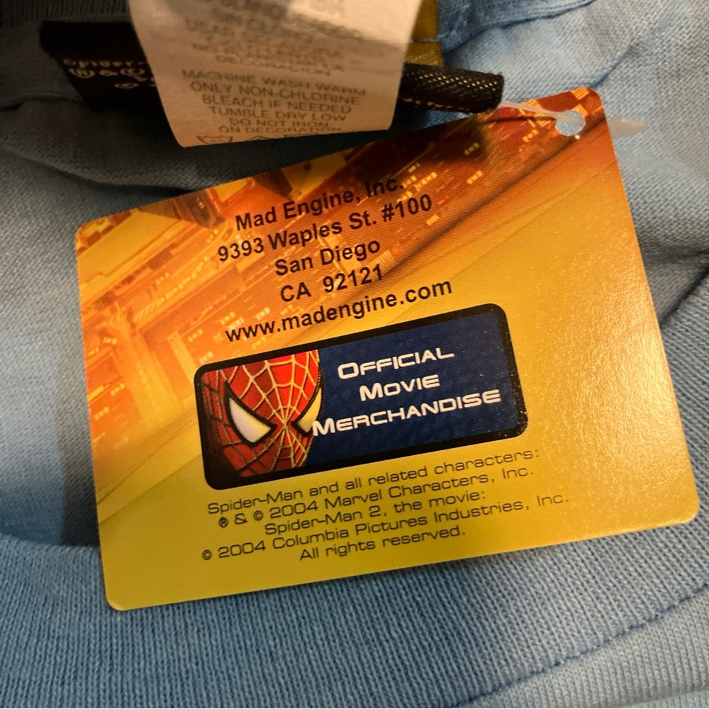 Vtg Y2K 2004 Spider-Man 2 Official Movie Promo TShirt Marvel Blue Mens XL RARE - Picture 6 of 10